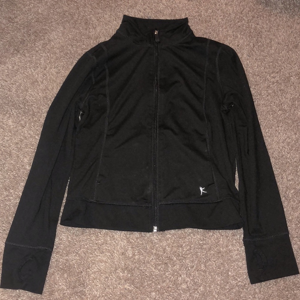 Black zip up running sport jacket